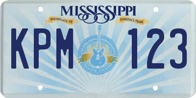 MS license plate KPM123