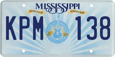MS license plate KPM138