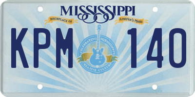 MS license plate KPM140