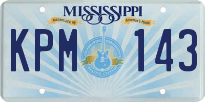 MS license plate KPM143