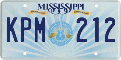 MS license plate KPM212