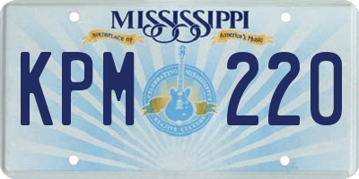 MS license plate KPM220