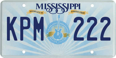 MS license plate KPM222