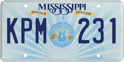 MS license plate KPM231