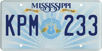 MS license plate KPM233