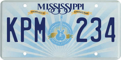 MS license plate KPM234