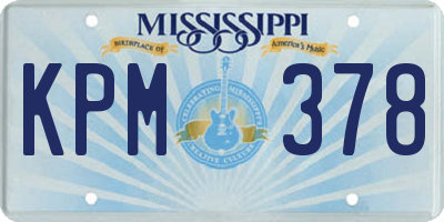 MS license plate KPM378