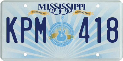 MS license plate KPM418