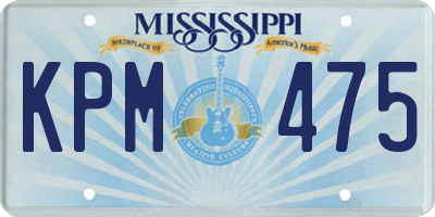 MS license plate KPM475