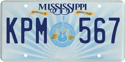 MS license plate KPM567