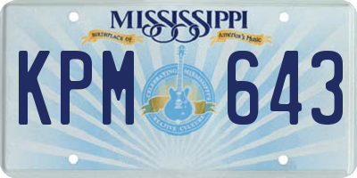 MS license plate KPM643