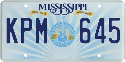 MS license plate KPM645