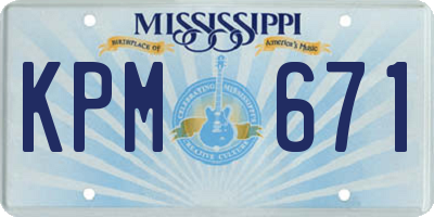 MS license plate KPM671