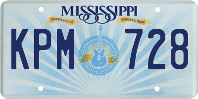 MS license plate KPM728