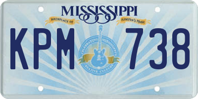 MS license plate KPM738