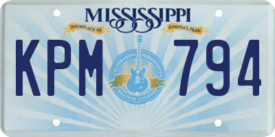 MS license plate KPM794