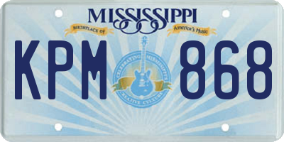 MS license plate KPM868