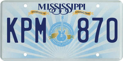 MS license plate KPM870