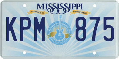 MS license plate KPM875
