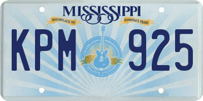 MS license plate KPM925