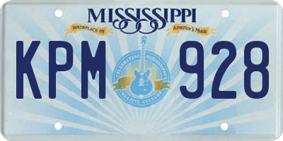 MS license plate KPM928