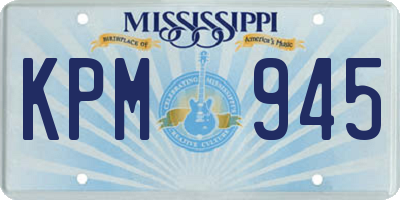 MS license plate KPM945