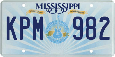 MS license plate KPM982