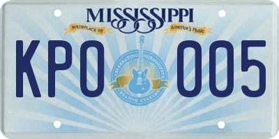 MS license plate KPO005