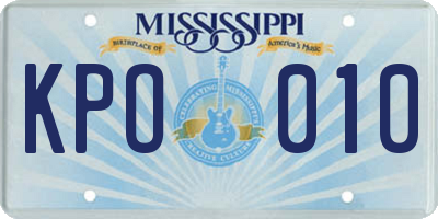 MS license plate KPO010