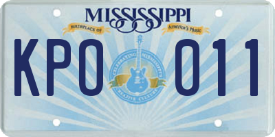 MS license plate KPO011