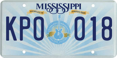 MS license plate KPO018