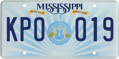 MS license plate KPO019