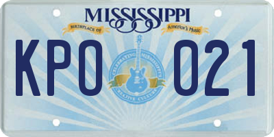 MS license plate KPO021