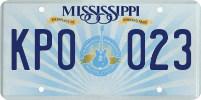 MS license plate KPO023