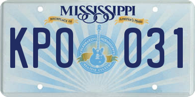 MS license plate KPO031