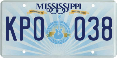 MS license plate KPO038
