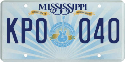MS license plate KPO040