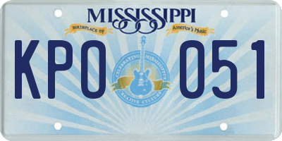 MS license plate KPO051
