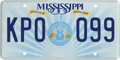MS license plate KPO099