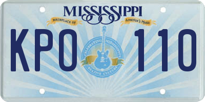 MS license plate KPO110