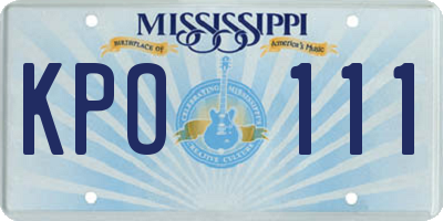 MS license plate KPO111