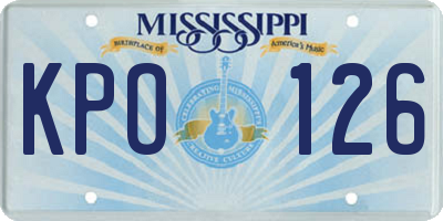 MS license plate KPO126