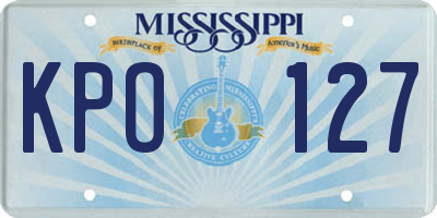 MS license plate KPO127