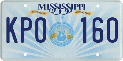 MS license plate KPO160