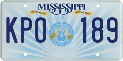 MS license plate KPO189