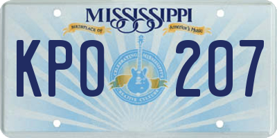 MS license plate KPO207