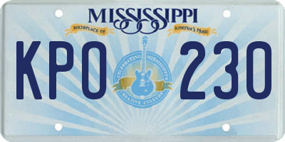 MS license plate KPO230