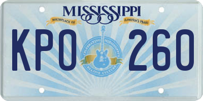 MS license plate KPO260