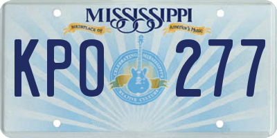 MS license plate KPO277