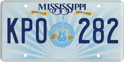 MS license plate KPO282